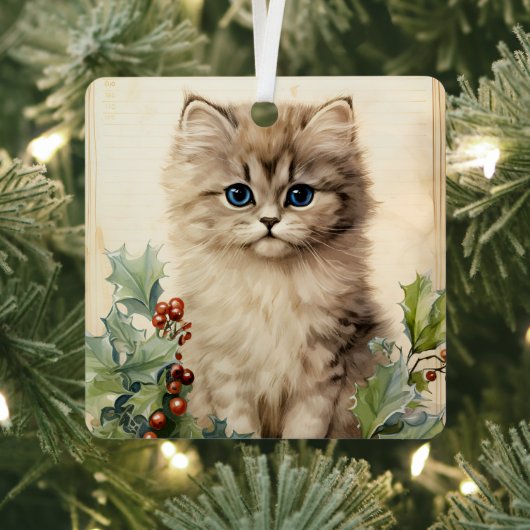ゴージャスな子猫のクリスマス メタルオーナメント (インサイチュ)