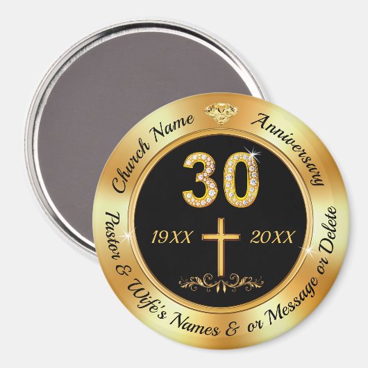 ゴージャスな安い30年の教会の記念日のアイディア、 マグネット (正面/裏面)