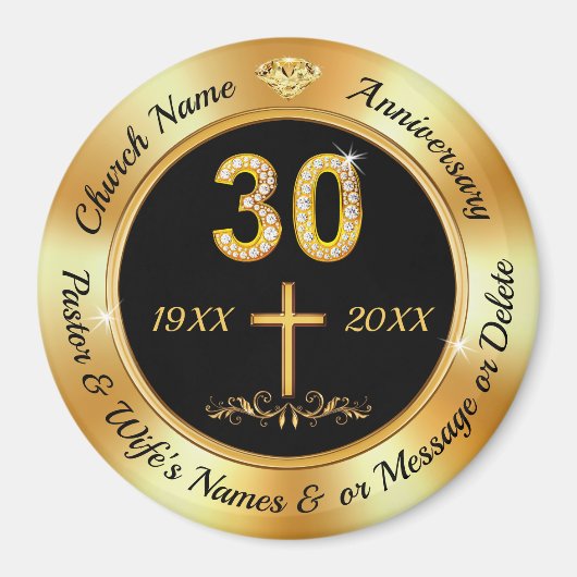 ゴージャスな安い30年の教会の記念日のアイディア、 マグネット (正面)