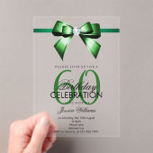 ゴージャスな宝石とリボンの60歳誕生日 アクリル招待状 (インサイチュ (ポータブル))