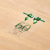 ゴージャスな宝石とリボンの60歳誕生日 アクリル招待状 (レイダウン)