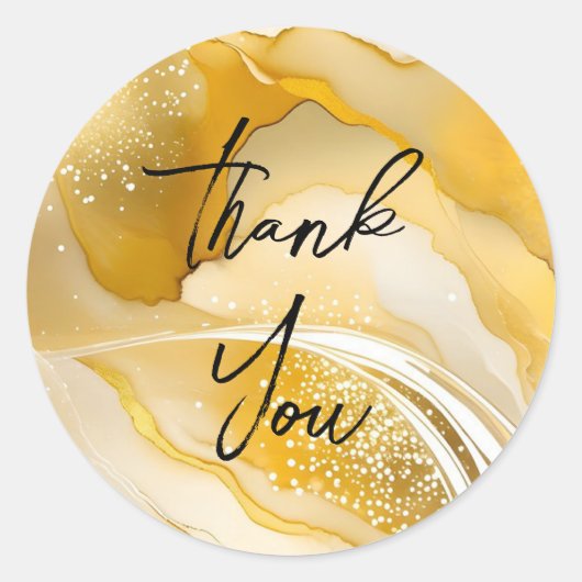 ゴージャスな感謝してい金ゴールドステッカー ラウンドシール (正面)
