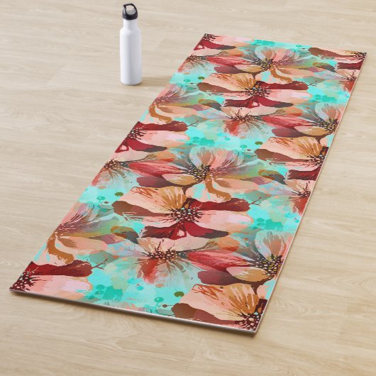 ゴージャスな手絵を描の水の色のフローラボタニカルa ヨガマット (インサイチュ)