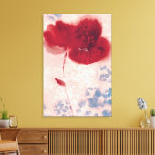 ゴージャスな抽象的なバーガンディの水彩ポピー キャンバスプリント (インサイチュ (リビング))