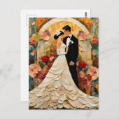 ゴージャスな新郎新婦コラージュ ポストカード (正面/裏面)