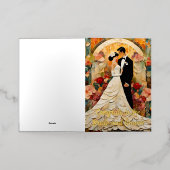 ゴージャスな新郎新婦コラージュ 箔グリーティングカード (外側レイダウン)