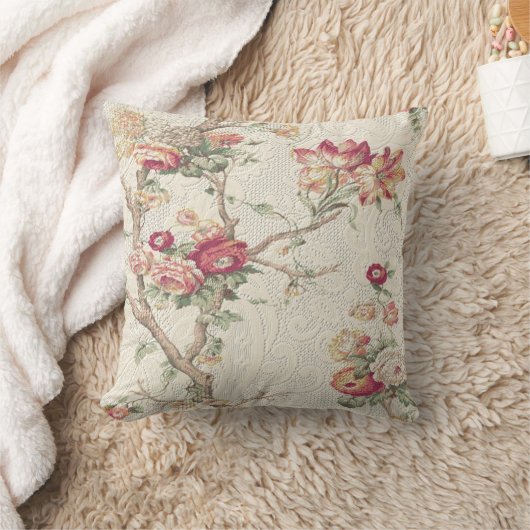 ゴージャスな旧世界アンティークフローラテクスチフェイクャ クッション (ブランケット)