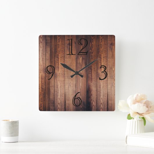 ゴージャスな暗い木目の壁掛け時計 スクエア壁時計 (ホーム)