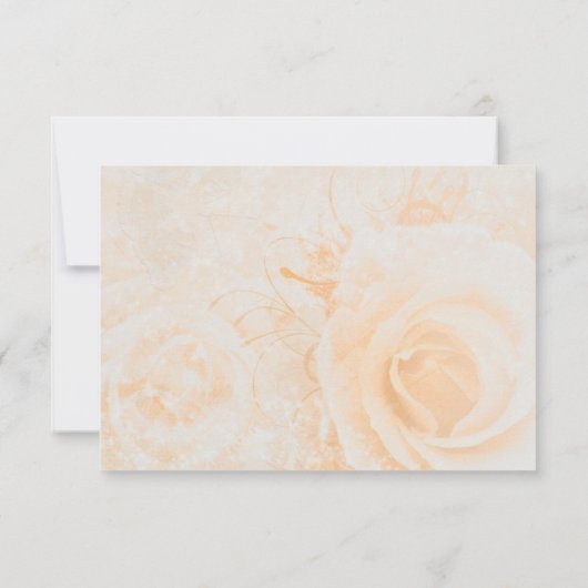 ゴージャスな桃のクリームバラウェディングRSVP 出欠カード (裏面)