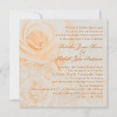 ゴージャスな桃のクリーム結婚バラ 招待状 (正面)
