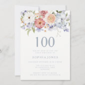 ゴージャスな植物学フローラ100th誕生日パーティー 招待状 (正面)