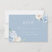 ゴージャスな植物性ホワイトスカイブルーフローラ結婚ズ 出欠カード (正面)
