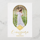 ゴージャスな楕円形の形状エフェクトスペインのキンセニェラ 箔招待状 (正面)