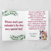 ゴージャスな水の色のフローラ馬の赤ちゃんシャワー カード (内部)