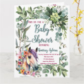 ゴージャスな水の色のフローラ馬の赤ちゃんシャワー カード (黄色い花)