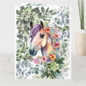 ゴージャスな水の色のフローラ馬の赤ちゃんシャワー カード (裏面)