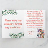 ゴージャスな水の色のフローラ馬の赤ちゃんシャワー カード (内部)