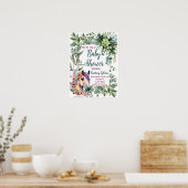 ゴージャスな水の色のフローラ馬の赤ちゃんシャワー ポスター (キッチン)