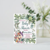 ゴージャスな水の色のフローラ馬の赤ちゃんシャワー ポストカード (スタンド正面)