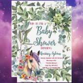 ゴージャスな水の色のフローラ馬の赤ちゃんシャワー 招待状