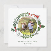 ゴージャスな水の色のリースフォトクリスマス シーズンカード (正面)