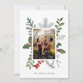 ゴージャスな水の色の緑の写真クリスマス シーズンカード (正面)