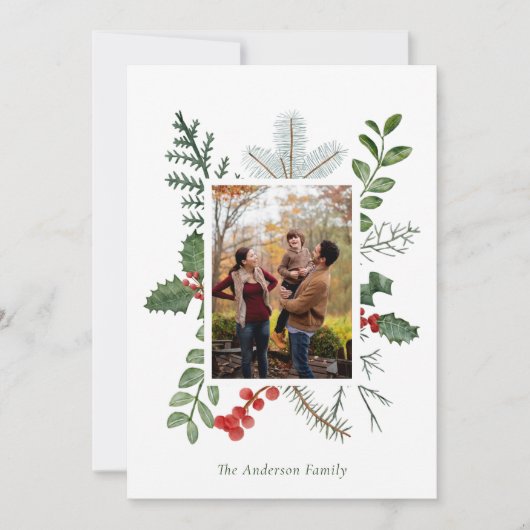 ゴージャスな水の色の緑の写真クリスマス シーズンカード (正面)