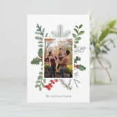 ゴージャスな水の色の緑の写真クリスマス シーズンカード (スタンド正面)