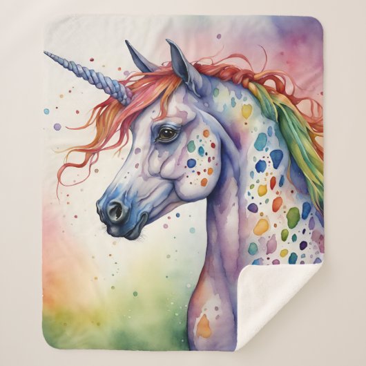 ゴージャスな水の色アパロカラフルーサUnicorn シェルパブランケット (正面)