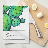 ゴージャスな水彩のとげのあるサボテン キッチンタオル (四つ折り)