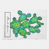 ゴージャスな水彩のとげのあるサボテン キッチンタオル (横)