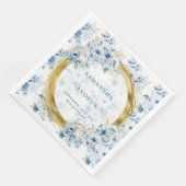 ゴージャスな水彩ライトブルー金ゴールドアクセン結婚ト (コーナー)