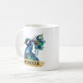 ゴージャスな水彩孔雀と金の筆致 コーヒーマグカップ (正面左)