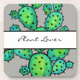 ゴージャスな水彩柄のサボテン コースター