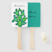 ゴージャスな水彩柄のサボテン ハンドファン (正面&裏面)