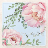 ゴージャスな水彩牡丹コースター ガラスコースター (正面)