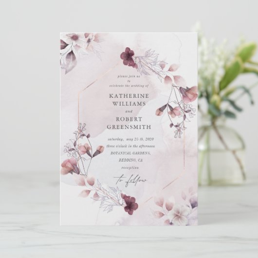 ゴージャスな水彩秋フローラ結婚式招待状 招待状 (スタンド正面)