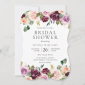 ゴージャスな水彩花サマーブライダルシャワー 招待状 (正面)