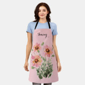 ゴージャスな水彩野草のエプロンパーソナライズされたン エプロン (着用した状態)