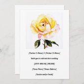 ゴージャスな水絵を描黄バラ 招待状 (正面/裏面)