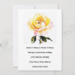 ゴージャスな水絵を描黄バラ 招待状