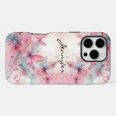 ゴージャスな水色バタフライiPhone iPhoneケース (裏面横)