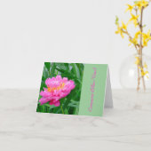 ゴージャスな深いピンク牡丹、"コメントALLEZ-VOUS?" カード (黄色い花)