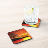 ゴージャスな熱帯の島の夕日 コースター (右側)