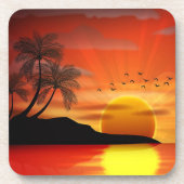 ゴージャスな熱帯の島の夕日 コースター (正面)