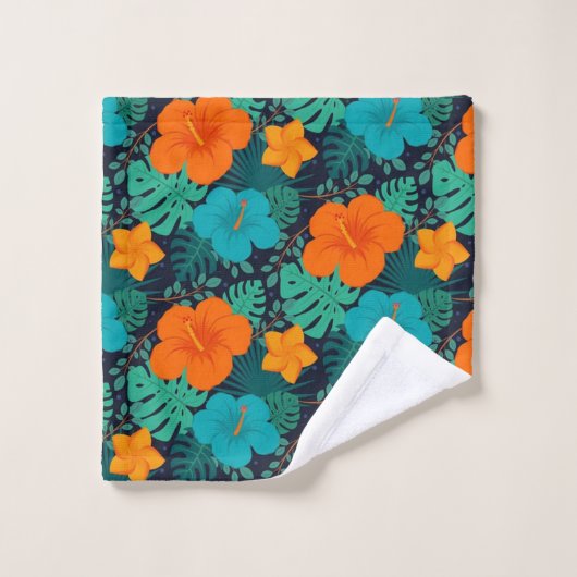 ゴージャスな熱帯エキゾチックフローラ – ハイビスカス バスタオルセット (ウォッシュタオル)