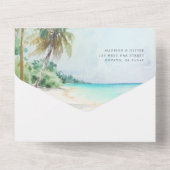 ゴージャスな熱帯ビーチパームツリーズアイランド オールインワン招待状 (裏面)