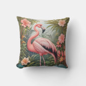 ゴージャスな熱帯ピンクのフラミンゴの鳥 クッション (正面)