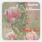 ゴージャスな珊瑚梨サボテン花ありがとう スクエアシール (正面)