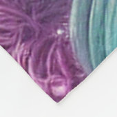 ゴージャスな白いユニコーンとターコイズと紫 フリースブランケット (角)